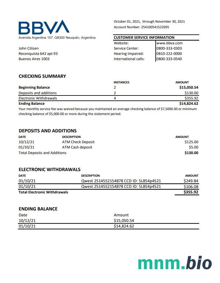 Szablon wyciągu bankowego Antigua i Barbuda Scotiabank w programie Word i PDF